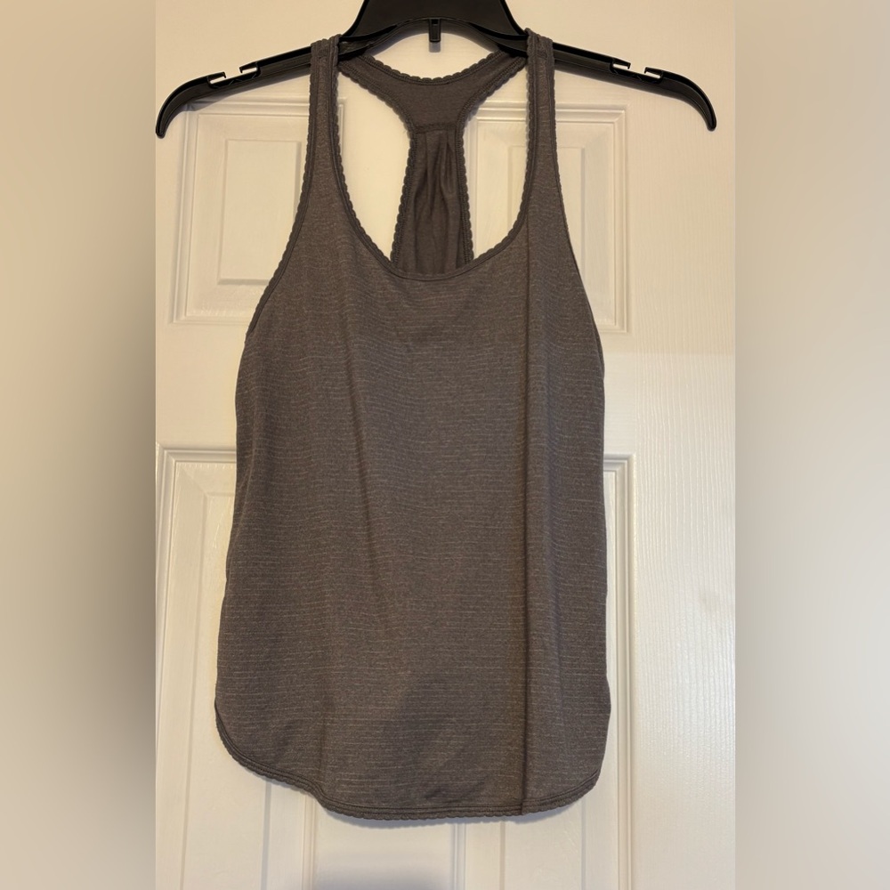LULULEMON Women’s Size Small Gray White Striped Lightweight Racerback Tank Top